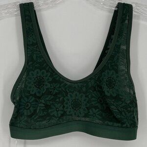 Aerie Women's SmoothEZ Lace Scoop Bralette Size XS Dark Green Pullover